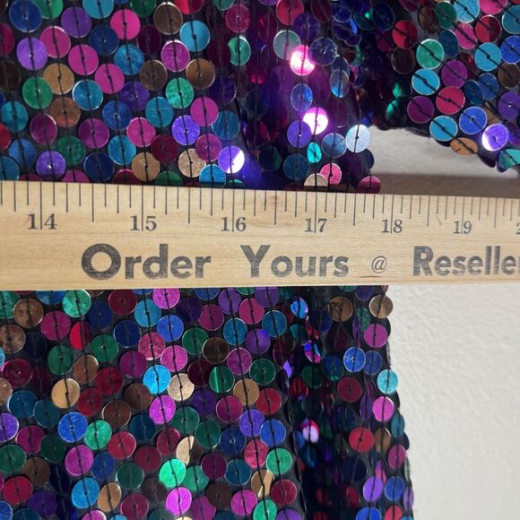 Blacktie Oleg Cassini Dress Womens 14 Sequin Long Sleeve Cocktail Multicolor 90s - Picture 10 of 15